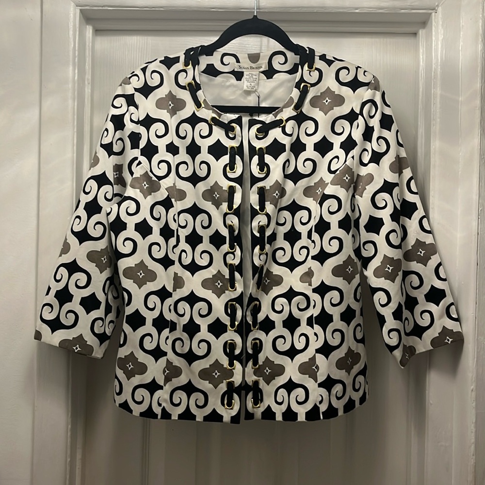 SUSAN BRISTOL Women’s White/Black/Gray Blazer - Size XL (NWT)